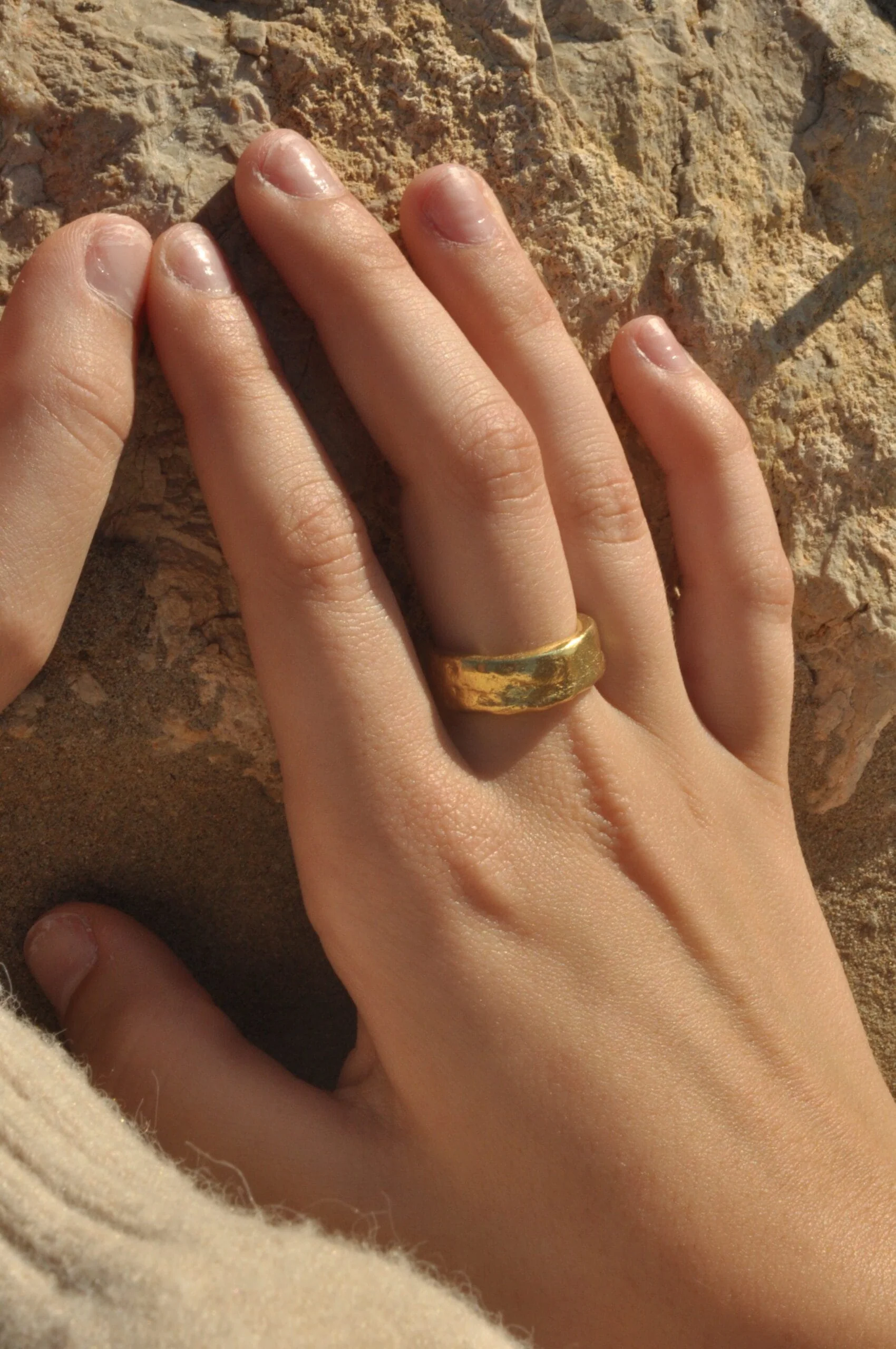 Anillo cera - plata con baño de oro