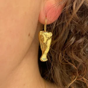 Pendientes Leona plata con baño de oro